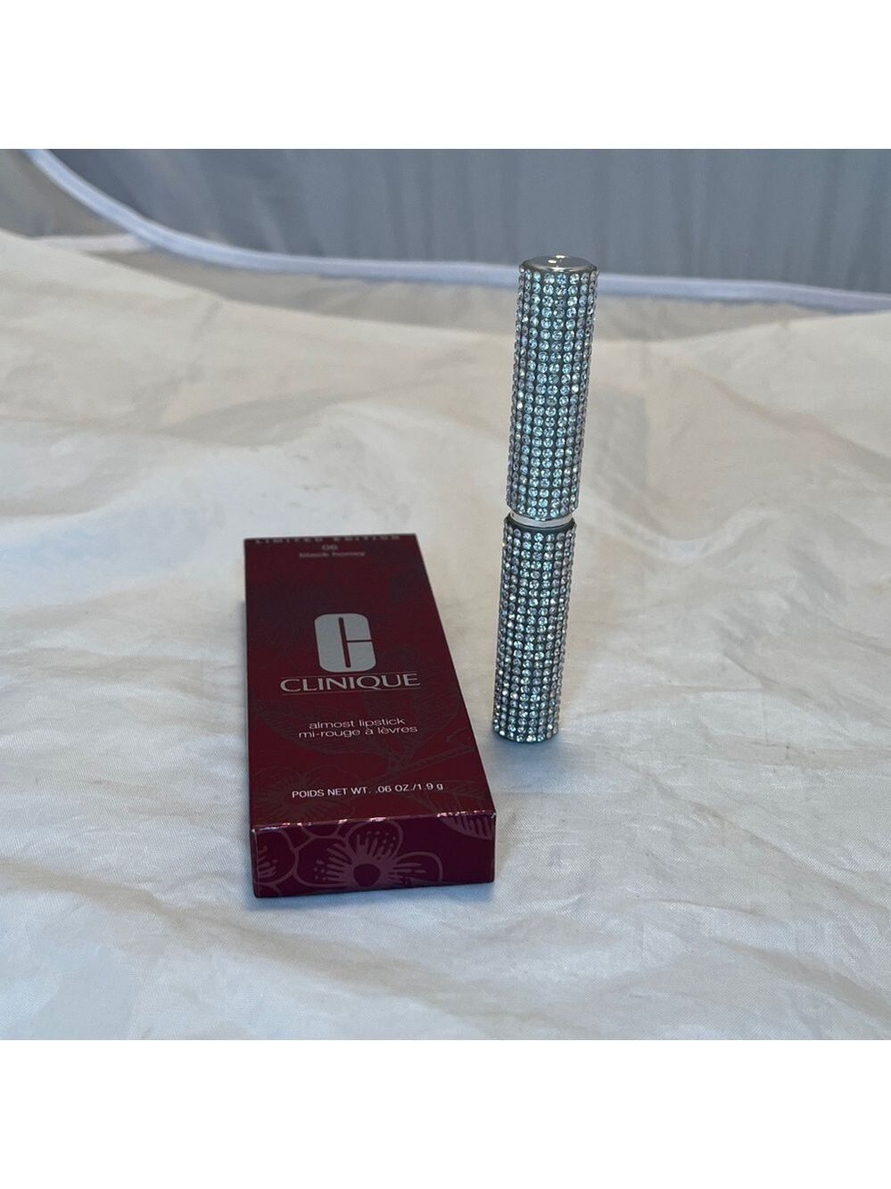 Clinique Rhinestone-Embellished Lipstick Case with Burgundy Box